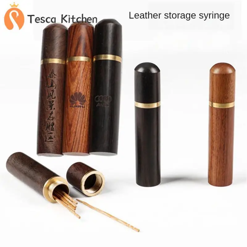 

Hiking Sewing Needles Holder Universal Portable Storage Tube Wooden Box Wooden Handmade Toothpick Needle Holder Mini Gift