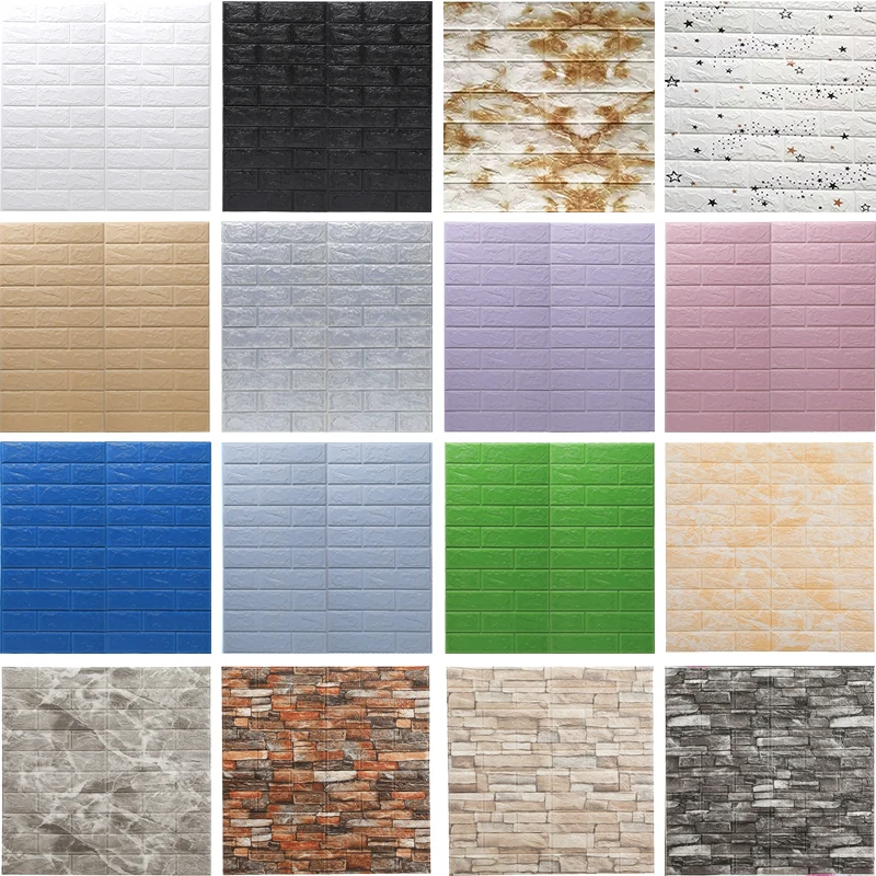 

70X77CM Thickened 3D Wall Tile Panel Bedroom Waterproof Self-adhesive Wallpaper Living Room Kitchen TV Background Decoration