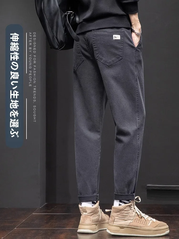 Senma up GLM Casual Trousers Men's Spring and Autumn Winter Loose Straight Pants Fleece-lined Thickened Cargo Men