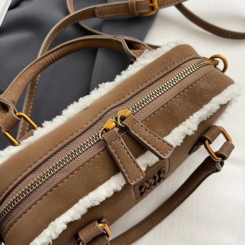 Новая женская сумка для боулинга из овечьей шерсти соответствующий цвету модная