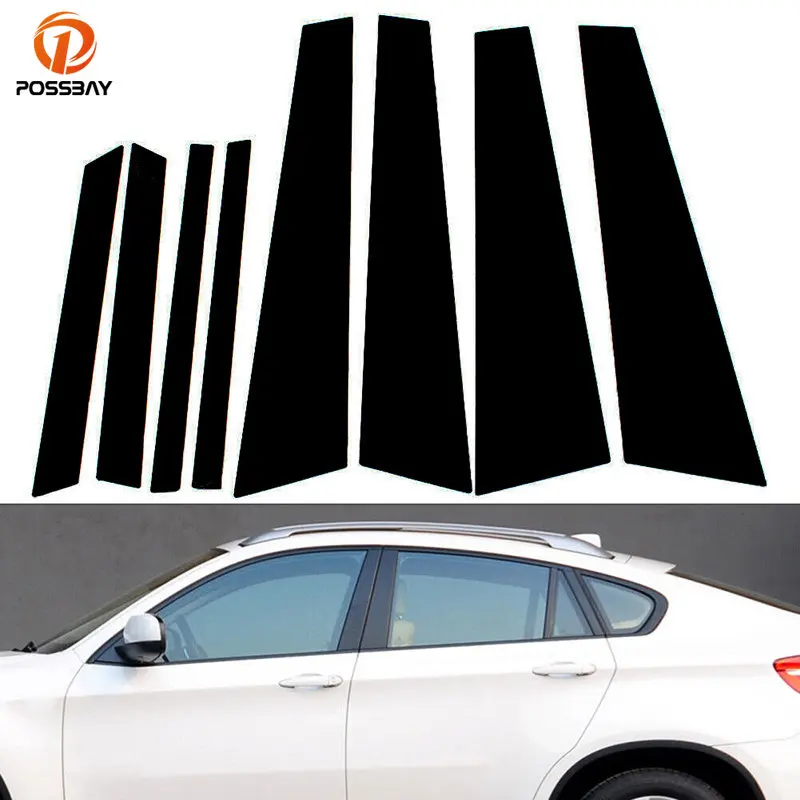 

8pcs Car Door Window Column BC Pillar Post Trim Sticker Cover for BMW X6/E71 2008 2009 2010 2011 2012 2013 2014