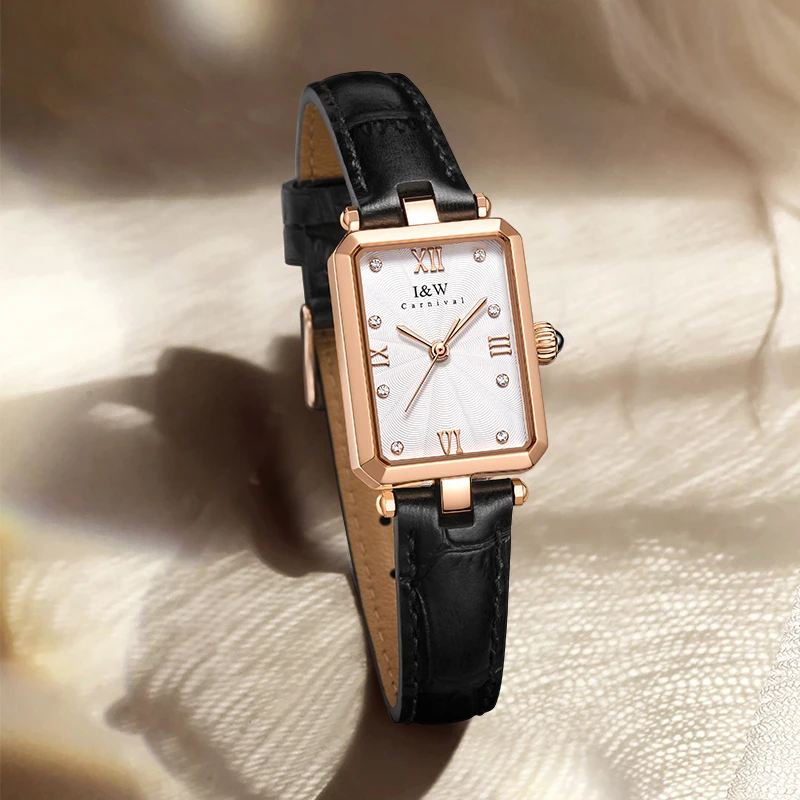 Montre Femme Luxury Brand IW New Retro Women's Wristwatch Sapphire Leather Waterproof Watches Rectangle Quartz Watch for Women