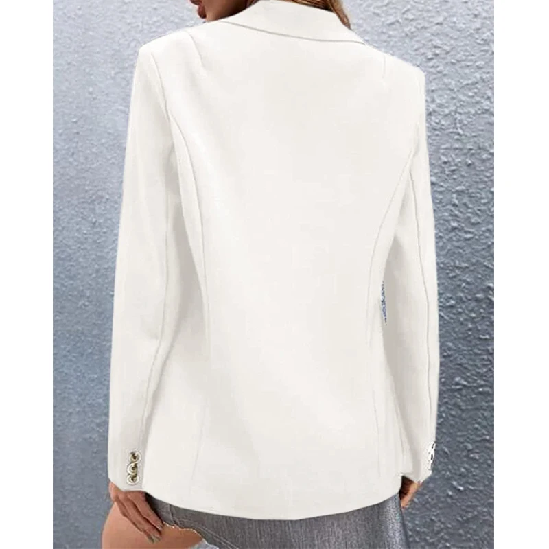 Women's Long-sleeved Suit Jacket Solid Color Single-breasted Fashion Office Ladies Formal Work Coat Slim and Elegant Daily Coat