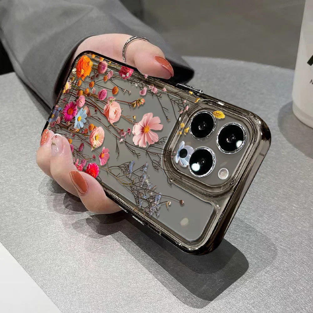 Фото Прозрачный мягкий силиконовый чехол с цветочным узором для iPhone 14, 15, 13, 12, 11 Pro, 16, 17 Pro Max, XS, 7, 8 Plus, ударопрочный №2