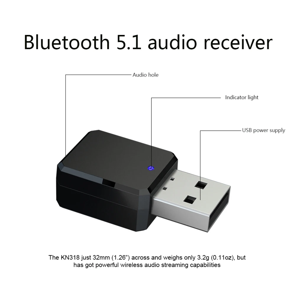 Беспроводной аудиоприемник KN318 портативный автомобильный Bluetooth-совместимый BT 5 1