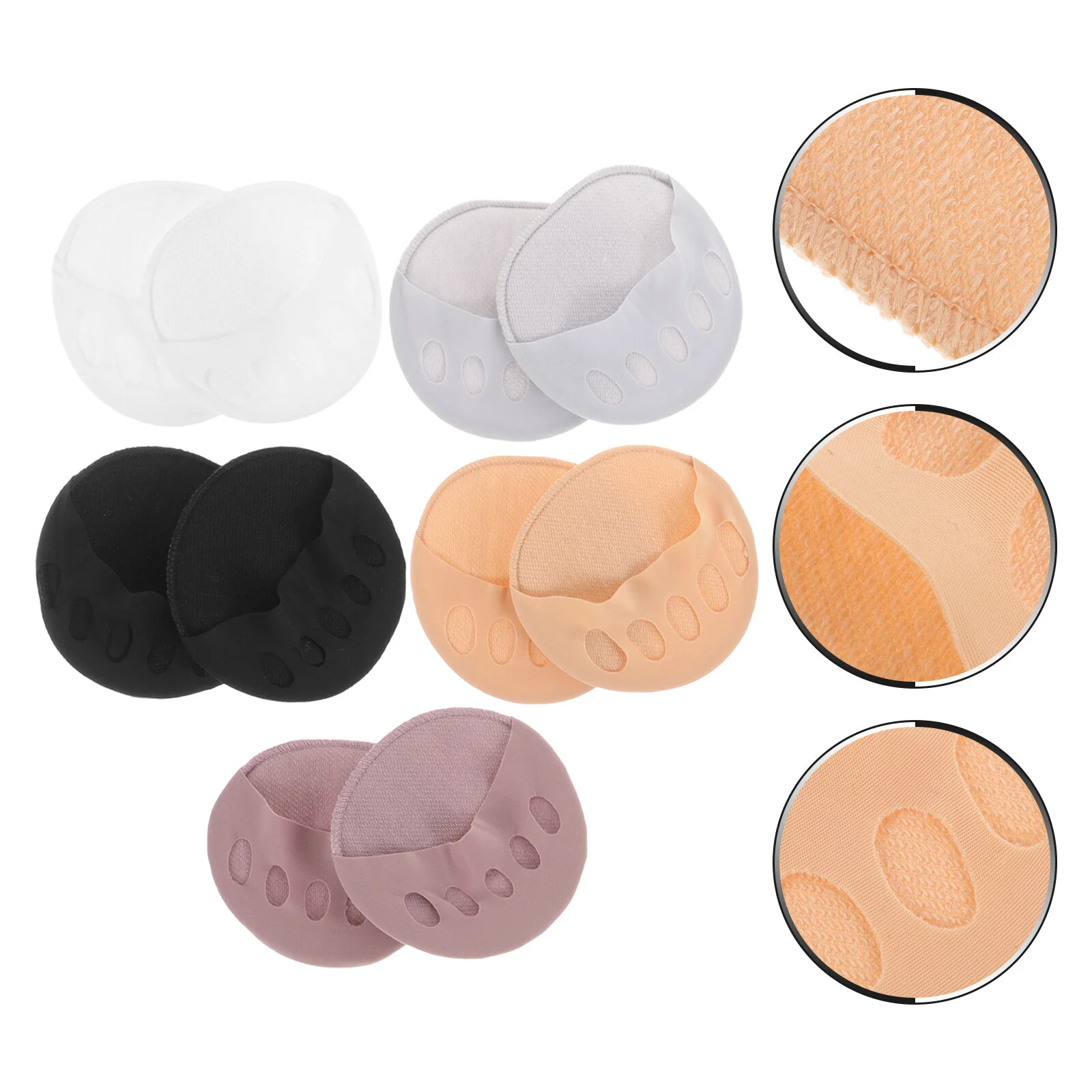 5 Pairs Foot Pads Heels Front Women Five Finger Socks Forefoot Half Five Fingers Summer Toe Palm Cotton Anti-skid Women's