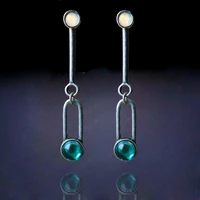 extra long round inlaid blue purple stone earrings tribal jewelry opal beads ethnic personality women dangle earrings for women
