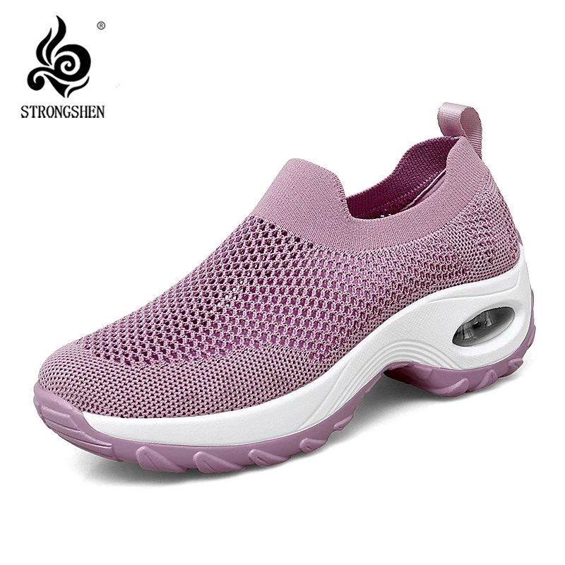 

STRONGSHEN Women Running Shoes Breathable Mesh Casual Shoes Outdoor Platform Sports Shoes Walking Sneakers Tenis Feminino Shoes