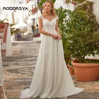 RODDRSYA Lace Applique Chiffon Boho Chic Wedding Dress 2022 A Line Romantic Sweetheart Neck Beach Bridal Gown Vestidos De Novia