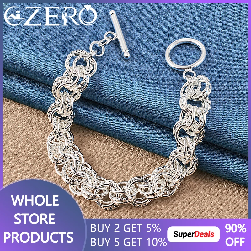 

ALIZERO 925 Sterling Silver Many Circle Bracelet Chain For Women Men Fashion Charm Wedding Party High-Quality Jewelry Gift