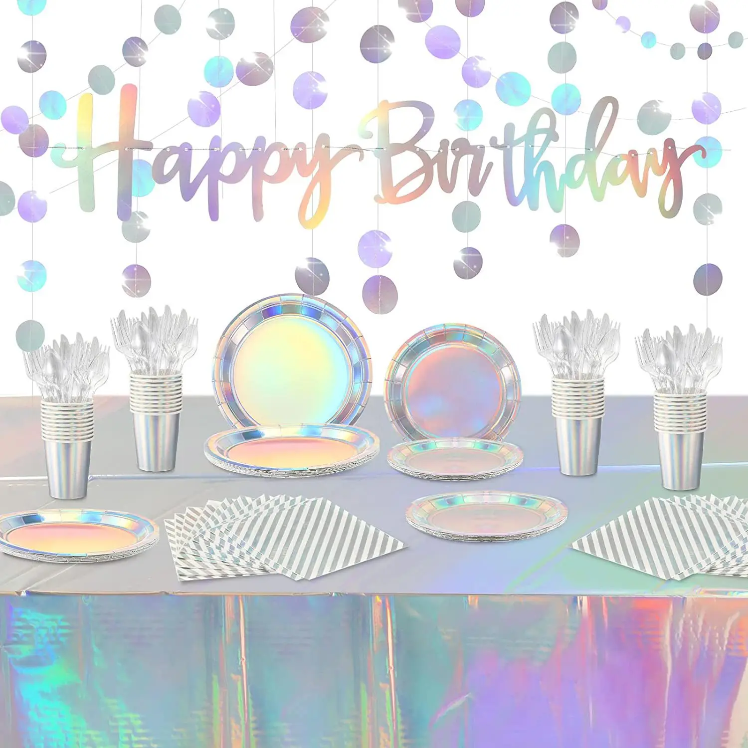 Набор переливающихся посуды для вечеринок блестящие лазерные скатерти