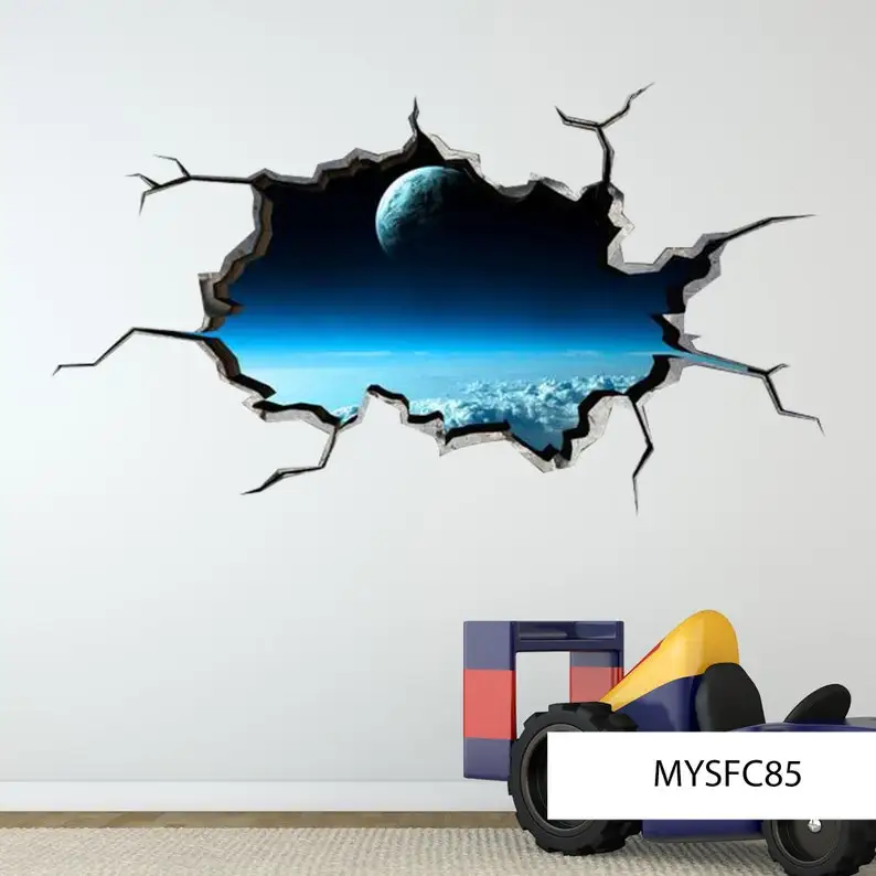

SPACE WALL DECAL, Earth Vinyl Sticker, Galaxy Illustration, Planet Wall Stickers, Science Room Decor, Housewarming Gift