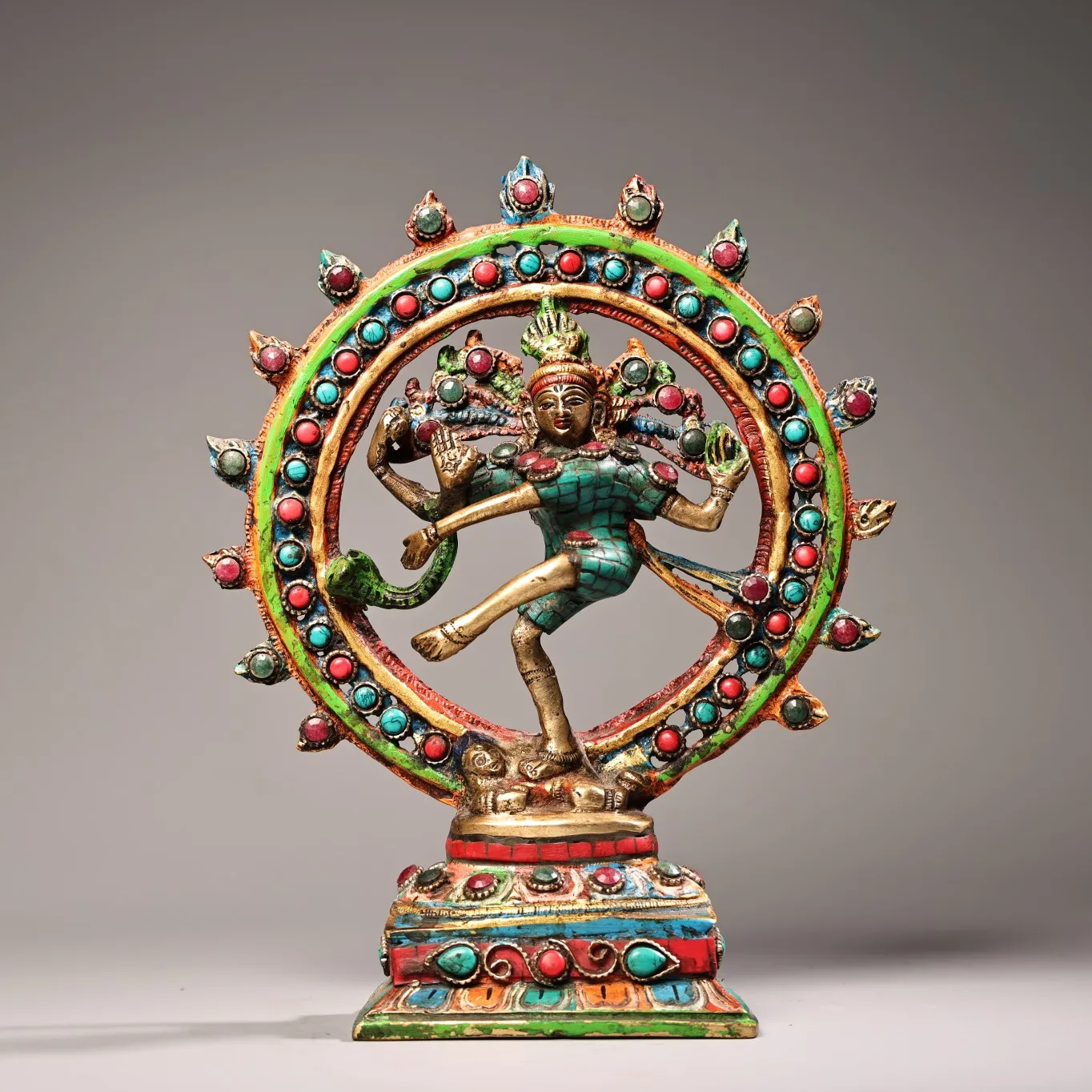 9-дюймовая коллекция тибетского храма старая бронза окрашенная контур в золоте