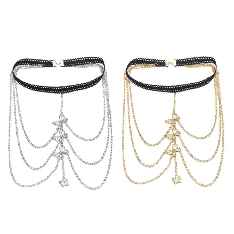 

Sexy Thigh Chain Butterfly-shape Multilayer Metal Chain Tassel Sexy Body Chains D5QB