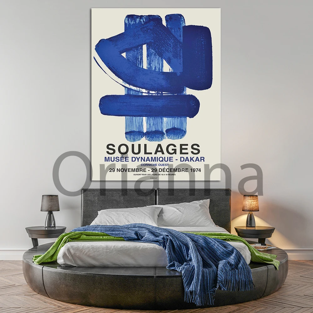 Постер Pierre Soulages-Musee Dynamic-Dacar-Blue Wall Art винтажный художественный постер декор для