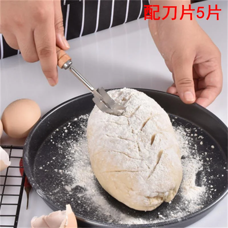 Bread Cutters With 5PCS Replacement Blades Baking Knife Tools For Western Baguette French Toast Cutter Bagel Arc Curved |
