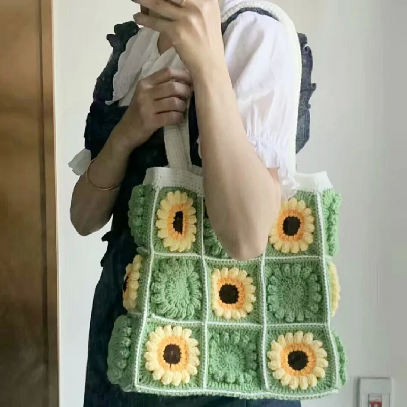 Handmade crochet, beautiful and generous shoulder bag, handbag with lining, large capacity backpack, exquisite and practical