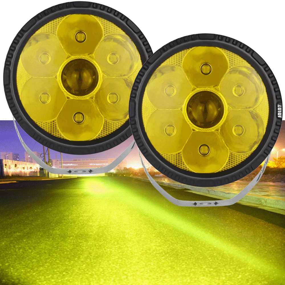 JALN7 Светодиодные Автомобильные фары дальнего света 2000 м, лазерные прожекторы 5 дюймов Super 4X4, противотуманные фары 90 Вт, янтарно-белые JALN7 Светодиодные Автомобильные фары дальнего света 2000 м, лазерные прожекторы 5 дюймов Super 4X4, противотуманные фары 90 Вт, янтарно-белые