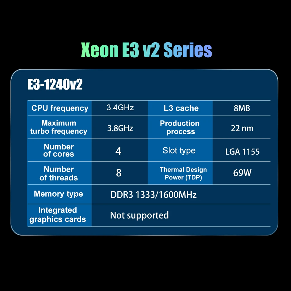 Used Intel Xeon E3 1240 V2 Processor 3.40GHz 8M Cache SR0P5 LGA 1155 E3-1240V2 CPU Support H61 B75 Motherboard images - 6