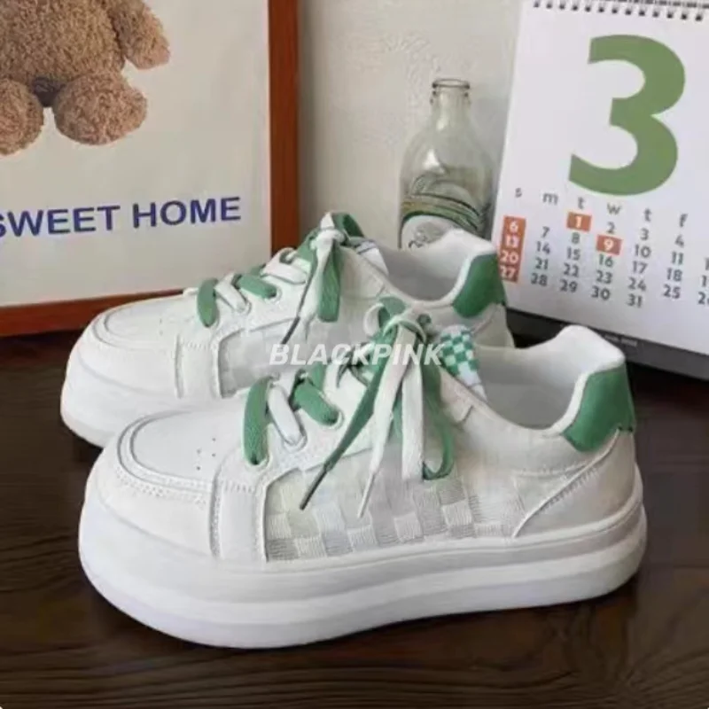 SHANPA Bow Pink Shoes New Summer 2023 Korean Fashion Versatile Mesh Breathable Casual Loose Original Design Zapatillas Mujer