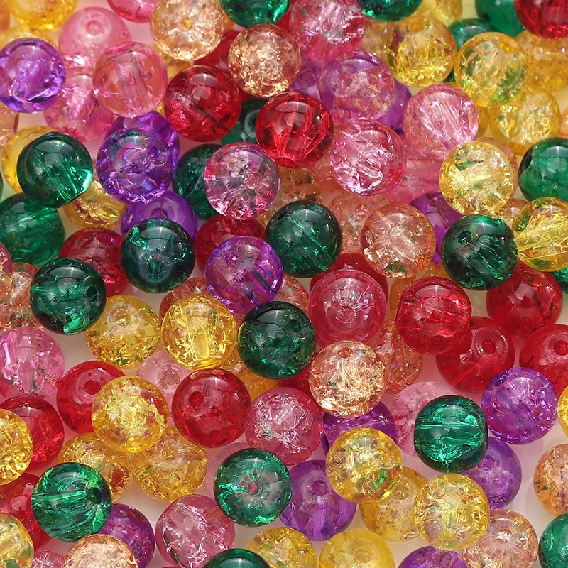 50 шт. 8 мм стеклянные бусины с кракле разноцветные круглые свободные
