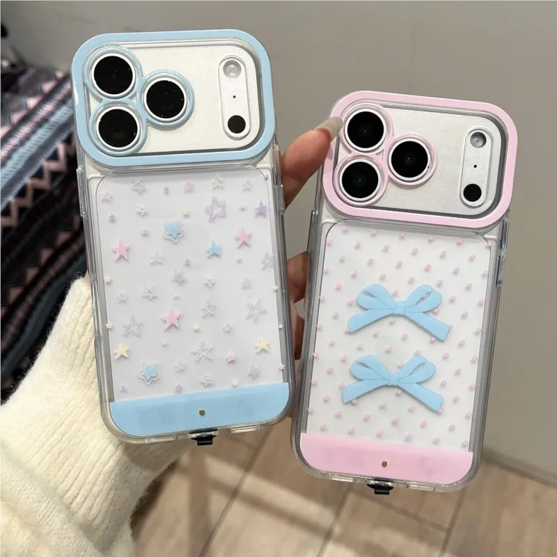 Чехол для iPhone 11 12 13 14 15 16 17 Pro Max Plus Air XS Max с меняющим цвет светящимся бантом-звездой и подсветкой при звонке (art.: 3920d962bb89d) - 3920d962bb89d
