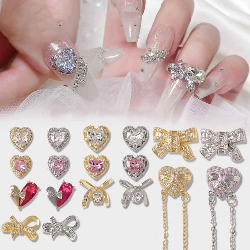 

Super Flash Nail Art Jewelry Cartoon Sparkling INS Delicate 3D Alloy Nail Art Zircon Pearl Metal Manicure Nails DIY Accessories