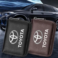 wallet leather zipper organizer pouch car with logo for toyota corolla yaris chr auris rav4 land cruiser camry highlander