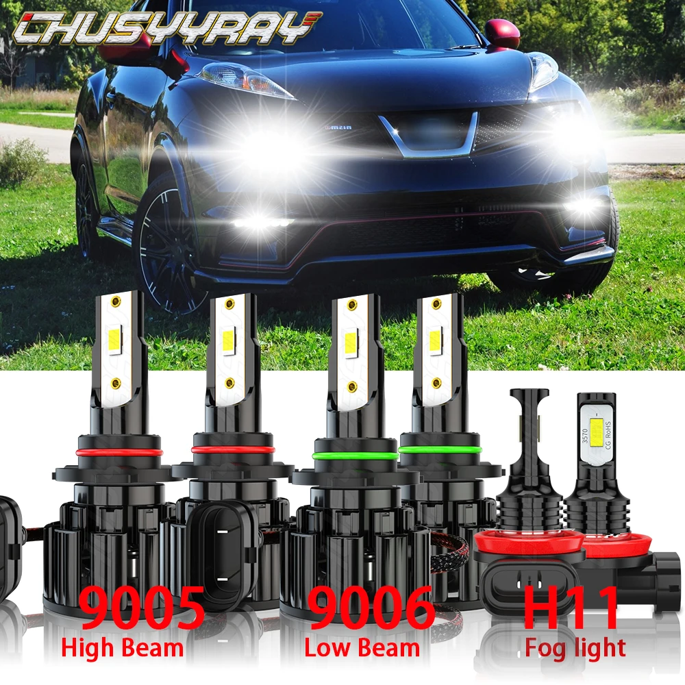 

CHUSYYRAY Car Lights 6x Compatible For Toyota Tundra 2007-2013 Combo 9005 9006 LED Headlight High / Low H11 Fog Light Bulbs Kit