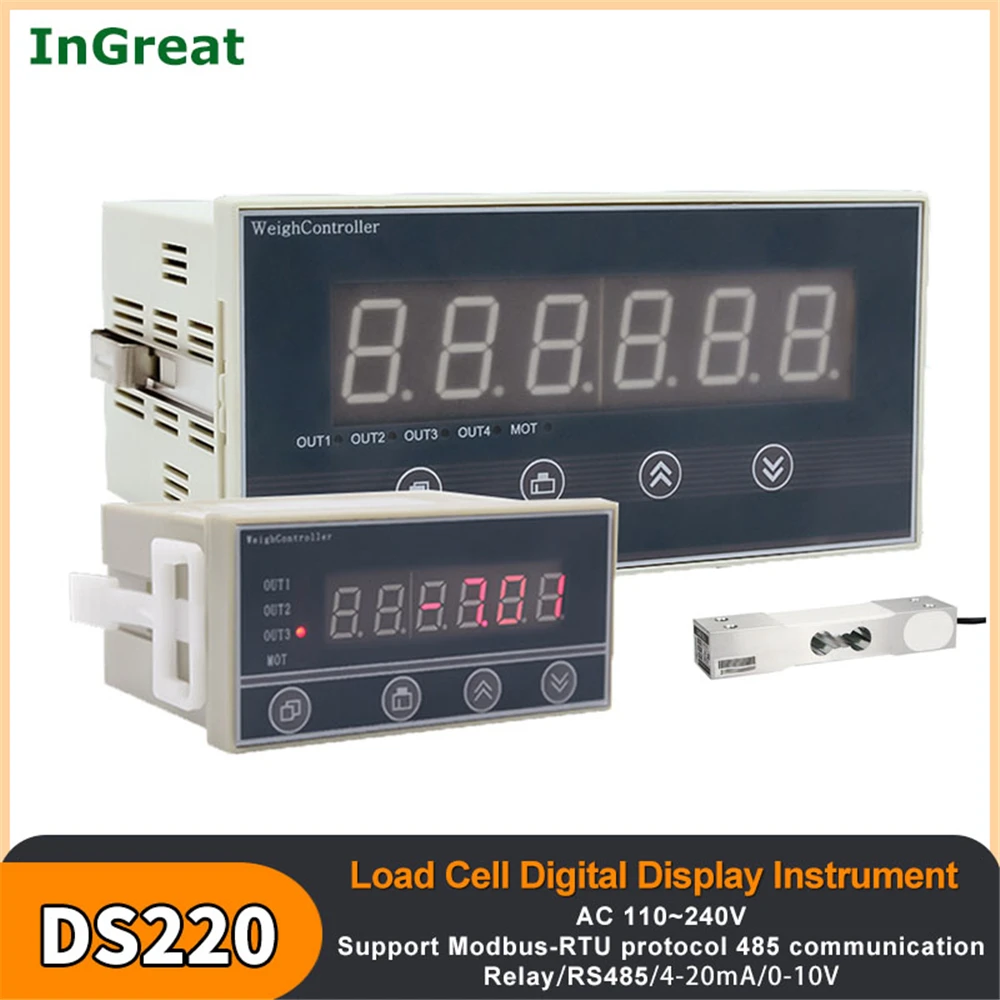 

Датчик взвешивания с цифровым дисплеем, 110 ~ 240 В переменного тока, индикатор нагрузки, инструмент управления Modbus-RTU RS485, релейный выход 4-20 мА/0-10 в