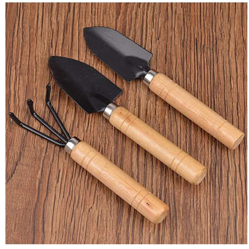3 шт. мини-садовые инструменты лопата грабли набор Erramientas Bonsai деревянная ручка для