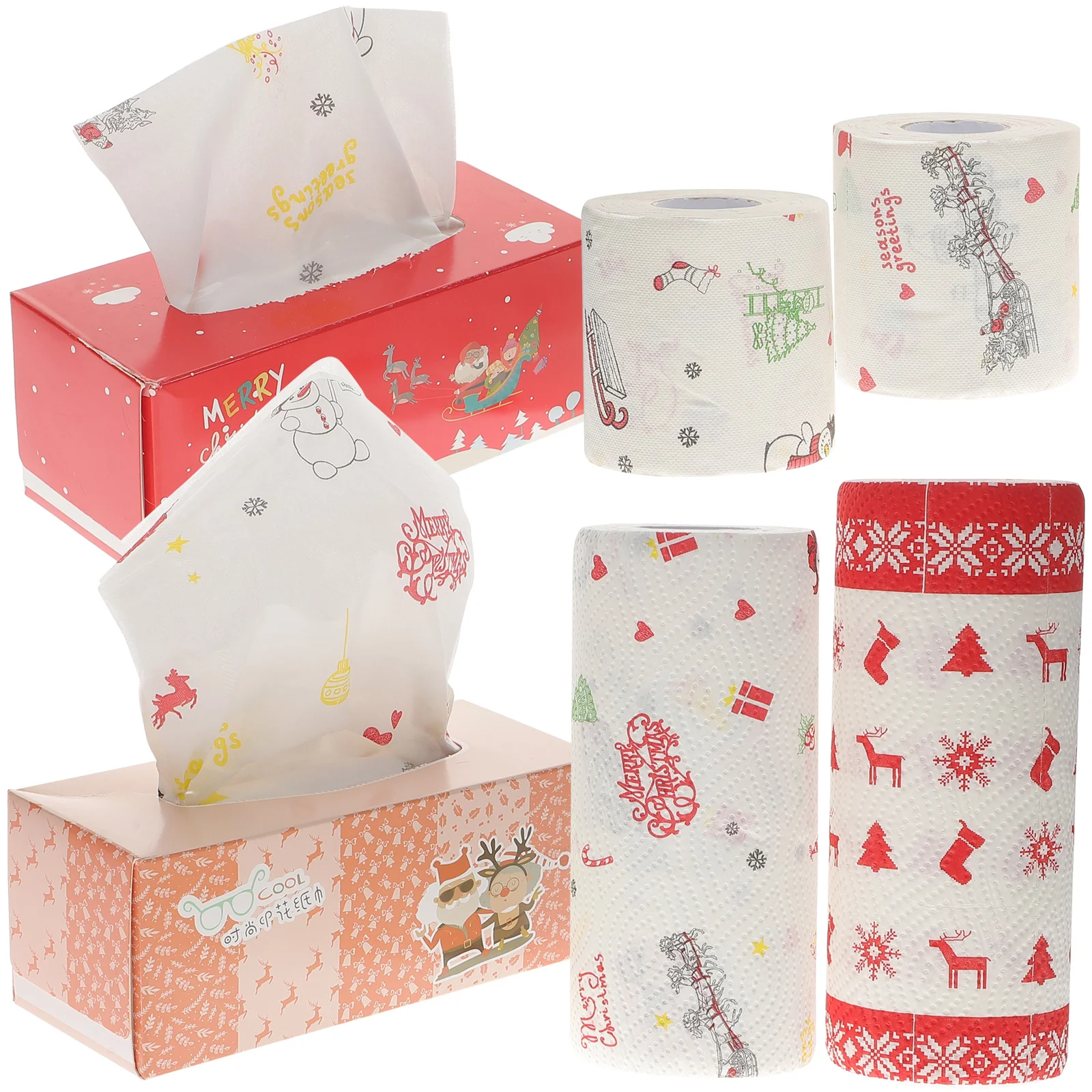 

Christmas Paper Toilet Roll Tissues Gift Gag Napkin Party Tissue Facial Funny Merry Printing Hand Towel Holiday Face Towels