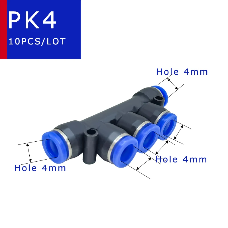 

3-10 шт./лот пневматические фитинги PK, 4 мм 5-ходовой вставной быстрый соединитель, PK4/PK6/PK8/PK10/PK12