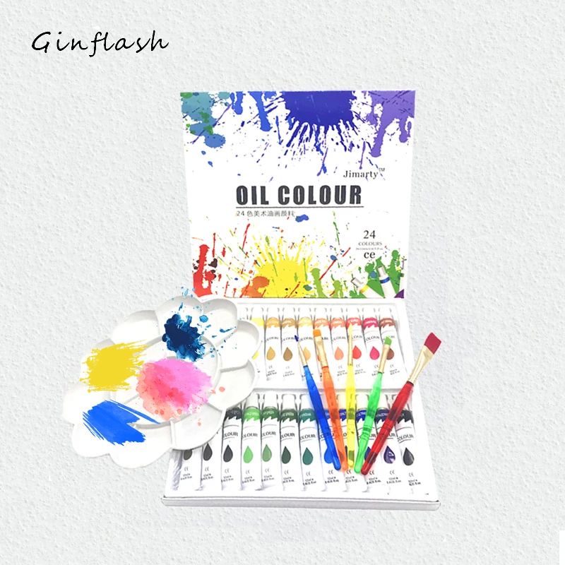 

Ginflash Tube Oil Paints art for artists Canvas Pigment Art Supplies Drawing 12ML 24Colors (no paint brush&palette)