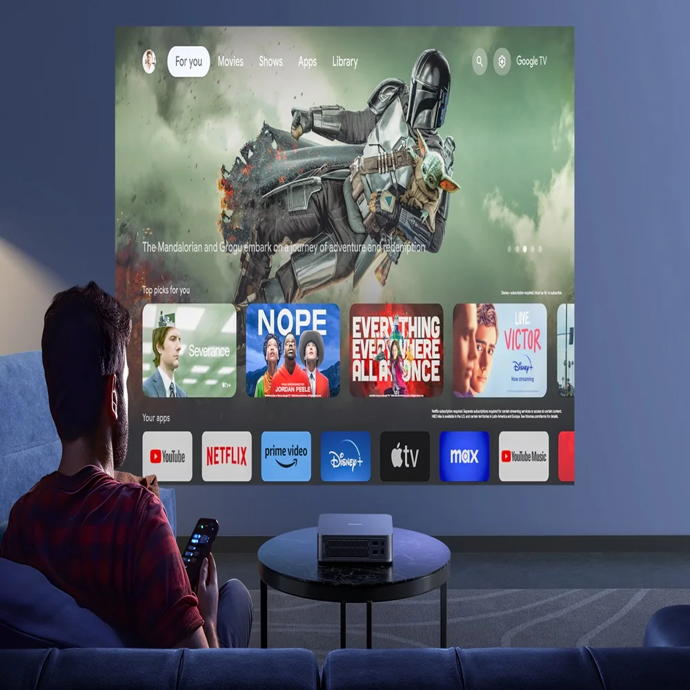 Первый в мире лазерный проектор Google TV Dangbei Atom Mini Portable 1200 ISO DLP-проектор ALPD Laser 1080 4K