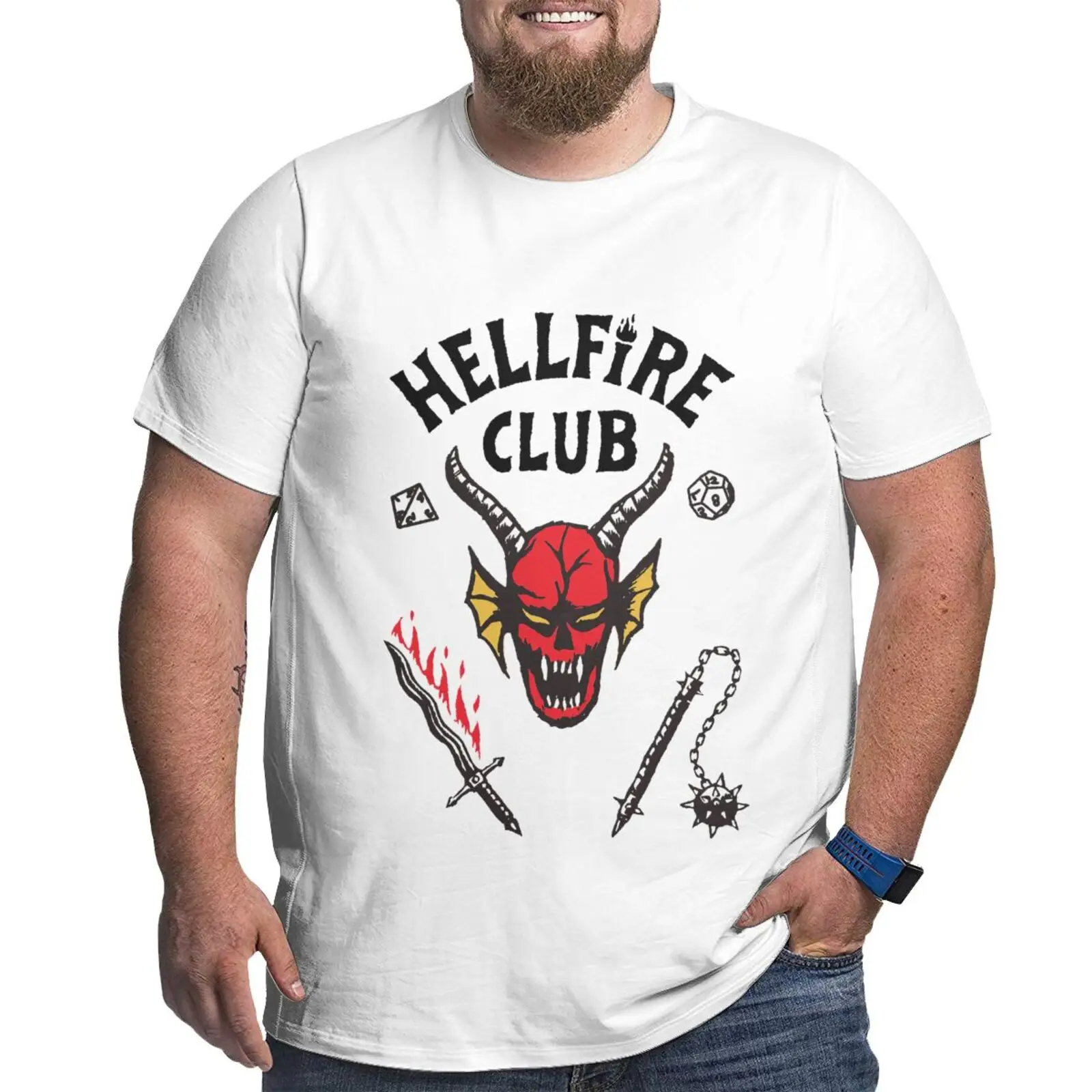 

Hell Fire Clubs Shirt for Men Plus Size T-Shirts Big and Tall Man Top Tees 1XL-6XL Stranger Things Graphic Tshirts