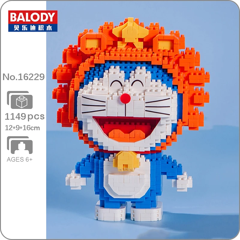 

Balody 16229 Zodiac Anime Doraemon Leo Cat Robot Animal Pet Lion DIY Mini Diamond Blocks Bricks Building Toy for Children no Box