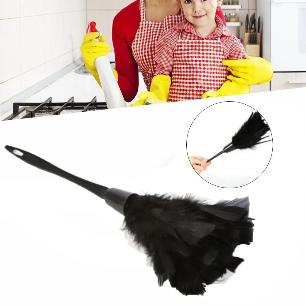 

High Quality Portable Car Washer Anti-static Turkey Feather Duster Cleaner Home Cleaning Plastic Handle