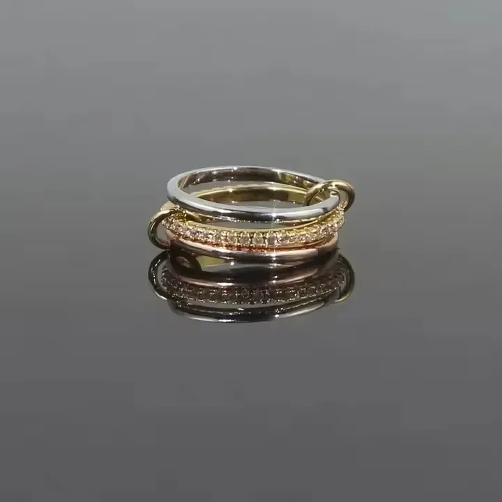 Высокое качество: золото серебро розовое 3-круглый комплект кольца Slippy &amp CZ