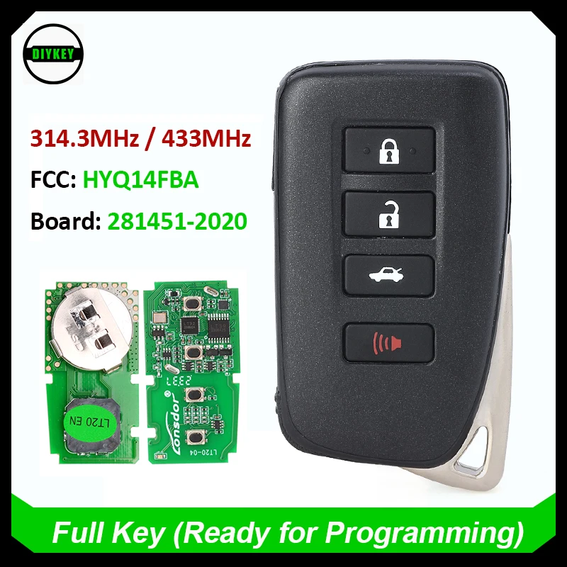 Смарт-ключ DIYKEY 314 3 МГц/433 МГц для Lexus IS200t IS250 RC300 RC350 2015-2020 брелок с дистанционным