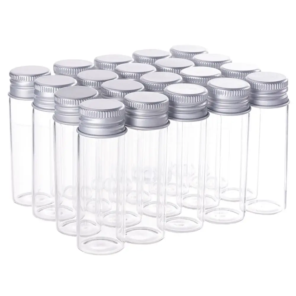15ml Small Clear Glass Bottles with Screw Aluminum Cap Empty Sample Jars for Jewelry Beads Containers Spice Candy Crafts Vials