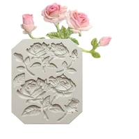 rose flower shape silicone mold kitchen supply chocolate molds diy sugar cake decorating baking tools plant clay molding mould