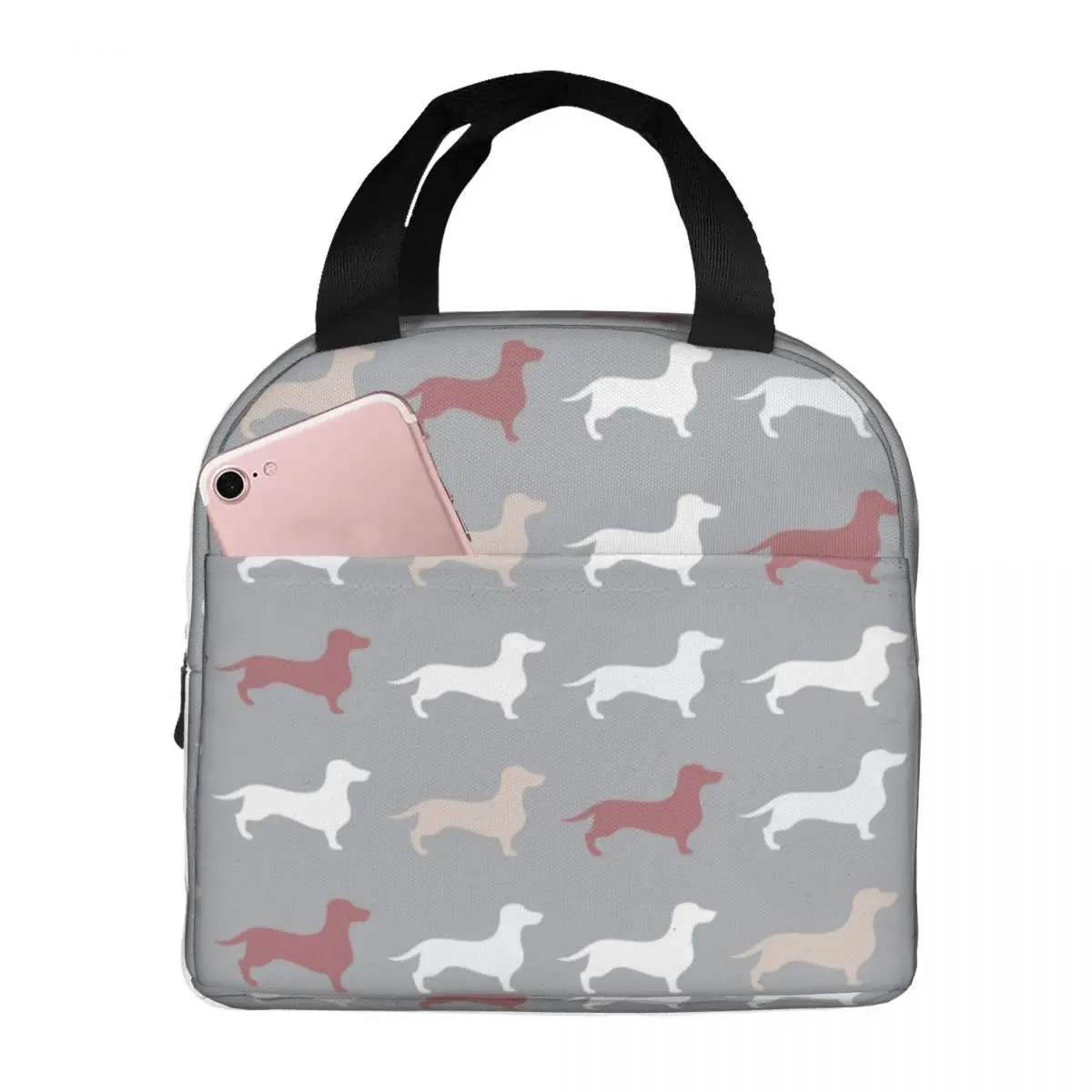 Dachshund Dog Lunch Bags Portable Insulated Canvas Cooler Bag Thermal Picnic Work Lunch Box for Women Children