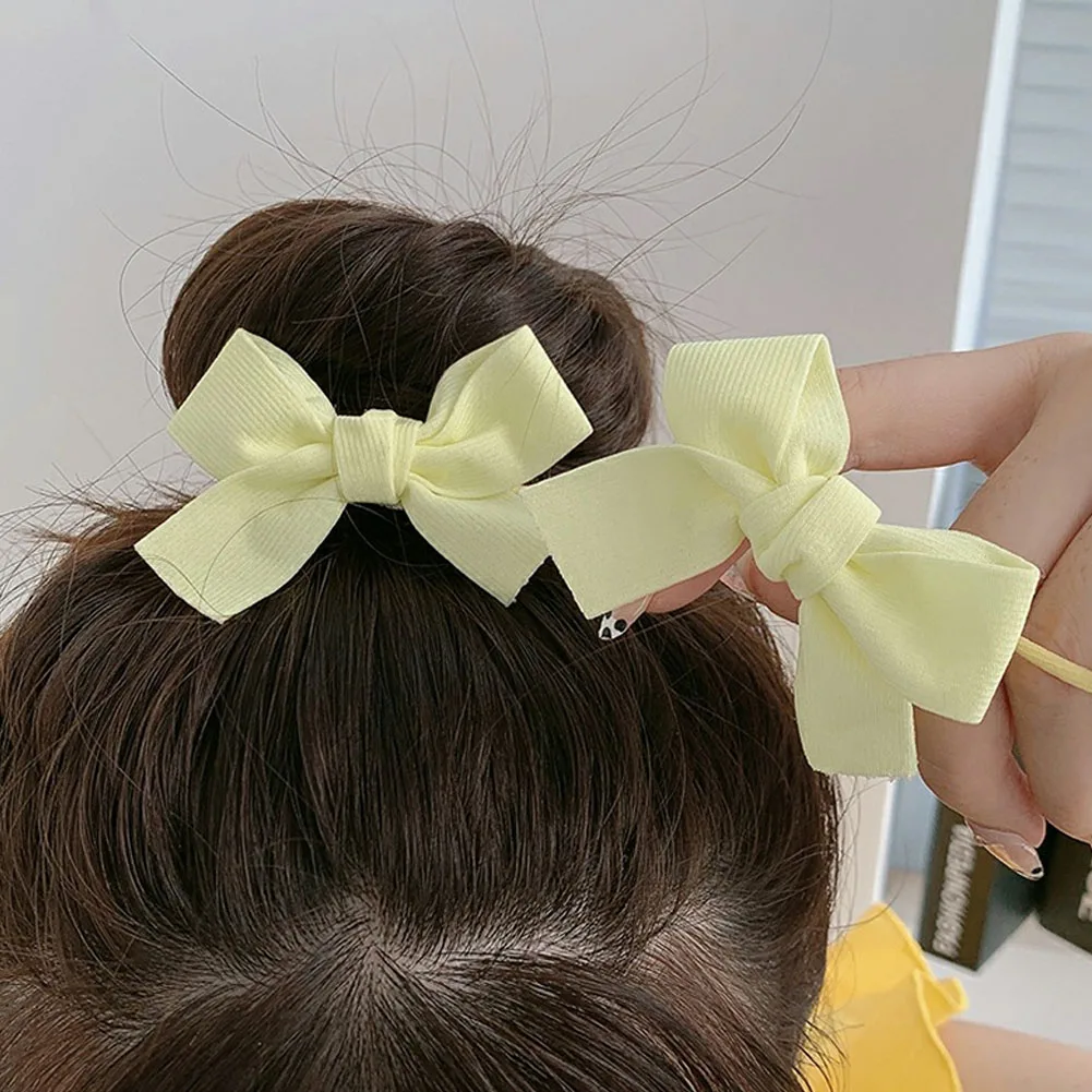 

Cute Cream Mint Bowknot Elastic Hair Bands Double Ponytail Hair Tie Sweet Head Rope Korean Style Hair Accessories For Woman Girl