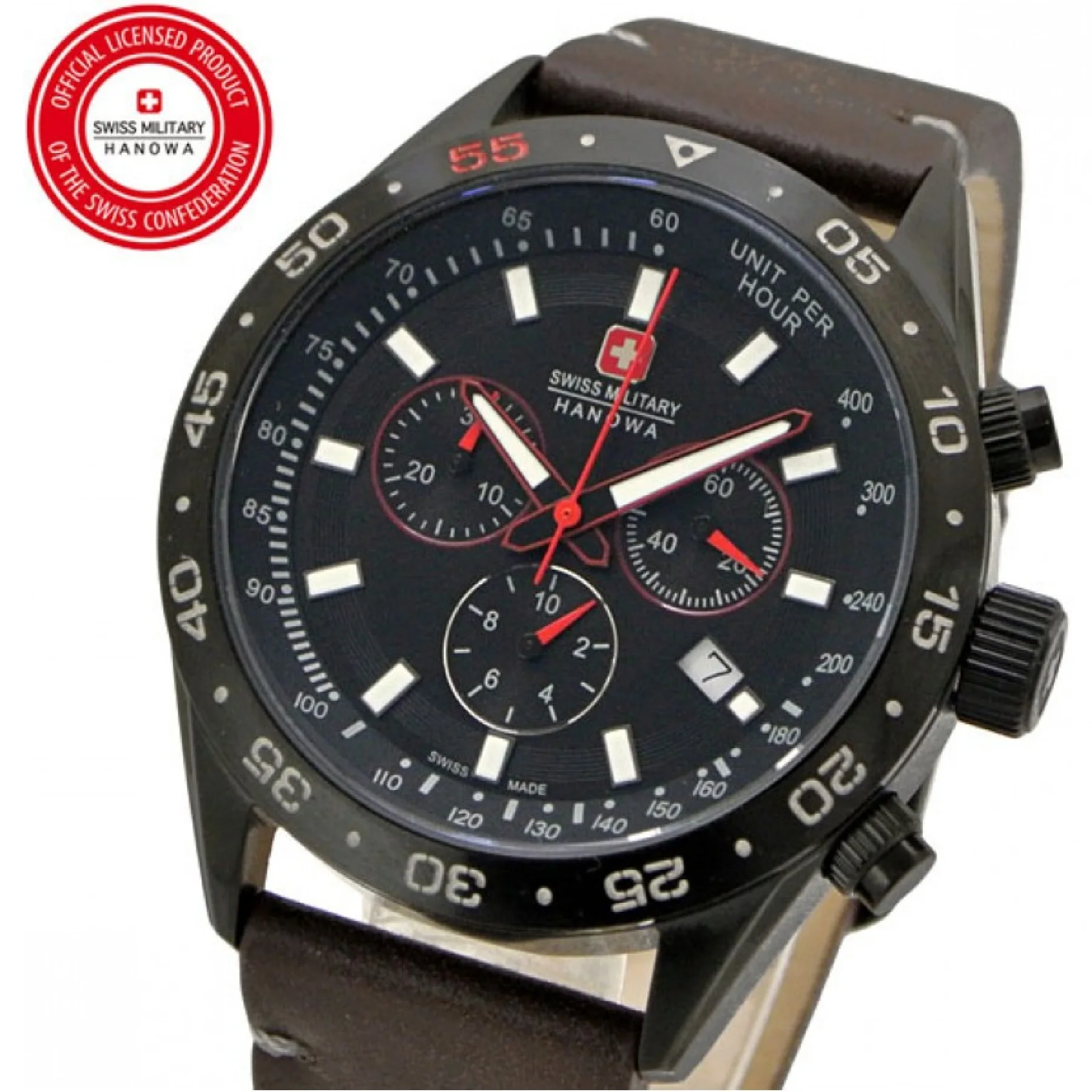 SWISS MILITARY HANOW 06-4318.13.007 мужские швейцарские наручные часы с секундомером тахиметром