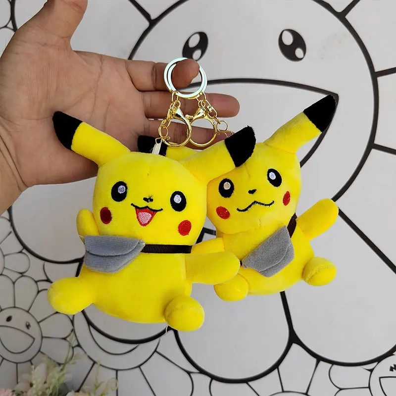 

Kawaii Pokemon Anime Pikachu Creative Backpack Plush Doll Couple Student Cartoon Bag Pendant Decoration Keychain Holiday Gift