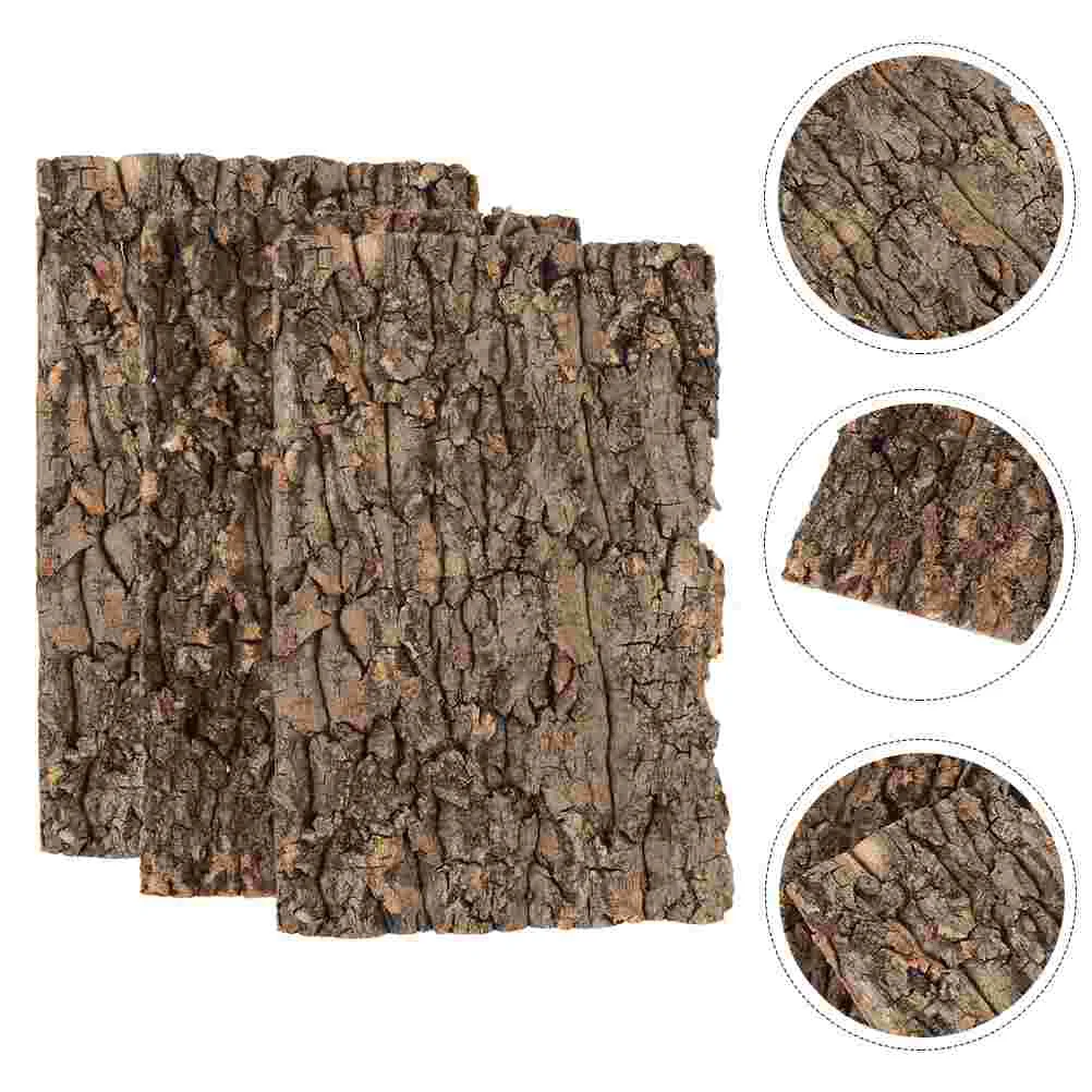 

3 Pcs Moss Terrarium Reptile Bark Tree Climb Platform Cork Turtle Adornment Decorative Climbing Plaything