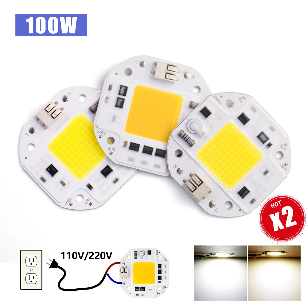 

2 шт., COB-чип для прожектора, 100 в, 220 В, 110 В