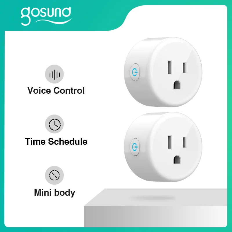 Gosund WP5 2Packs Mini WIFI Socket Wall Smart Plug US Wireless Control Time Schedule with Alexa Google Smart Home Tuya Sockets