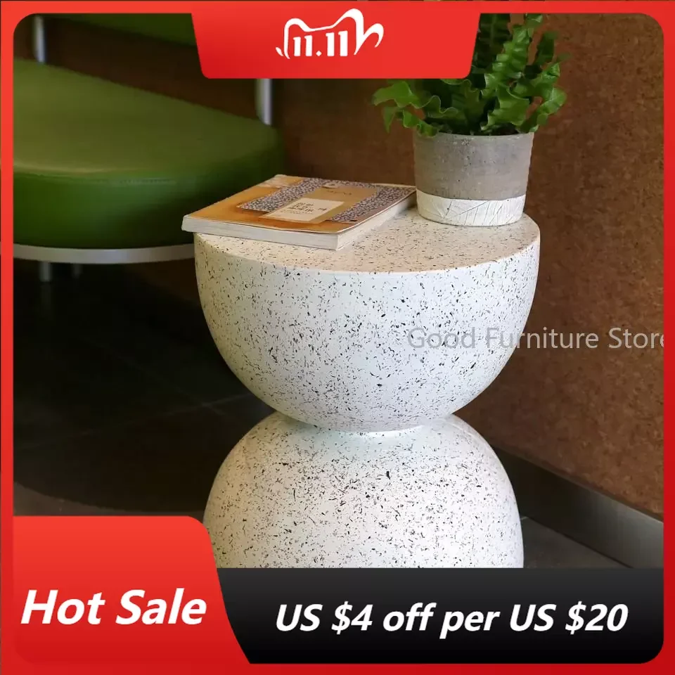 

Nordic Hourglass Imitation Terrazzo Small Side Table Ins Coffee Table Coffee Table Creative Round Storage Small Side Table